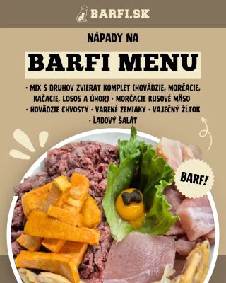 Nápady na BARF menu pre psov 🐾🦴 Priprav pre tvojich psíkov niečo výnimočné a zdravé s týmito super ingredienciami: • Mix 5...